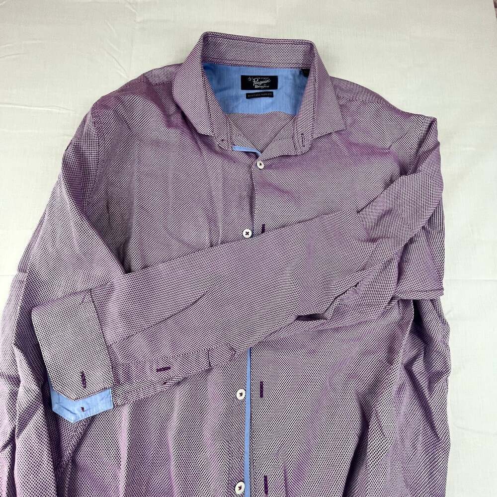 Original Penguin Men’s 16 34/35 Slim Fit Long Sleeve Purple Diamond Button Down